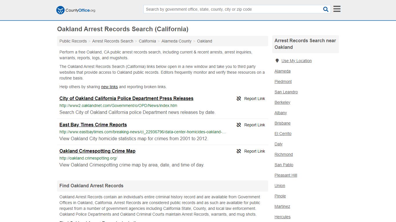 Arrest Records Search - Oakland, CA (Arrests & Mugshots) - County Office