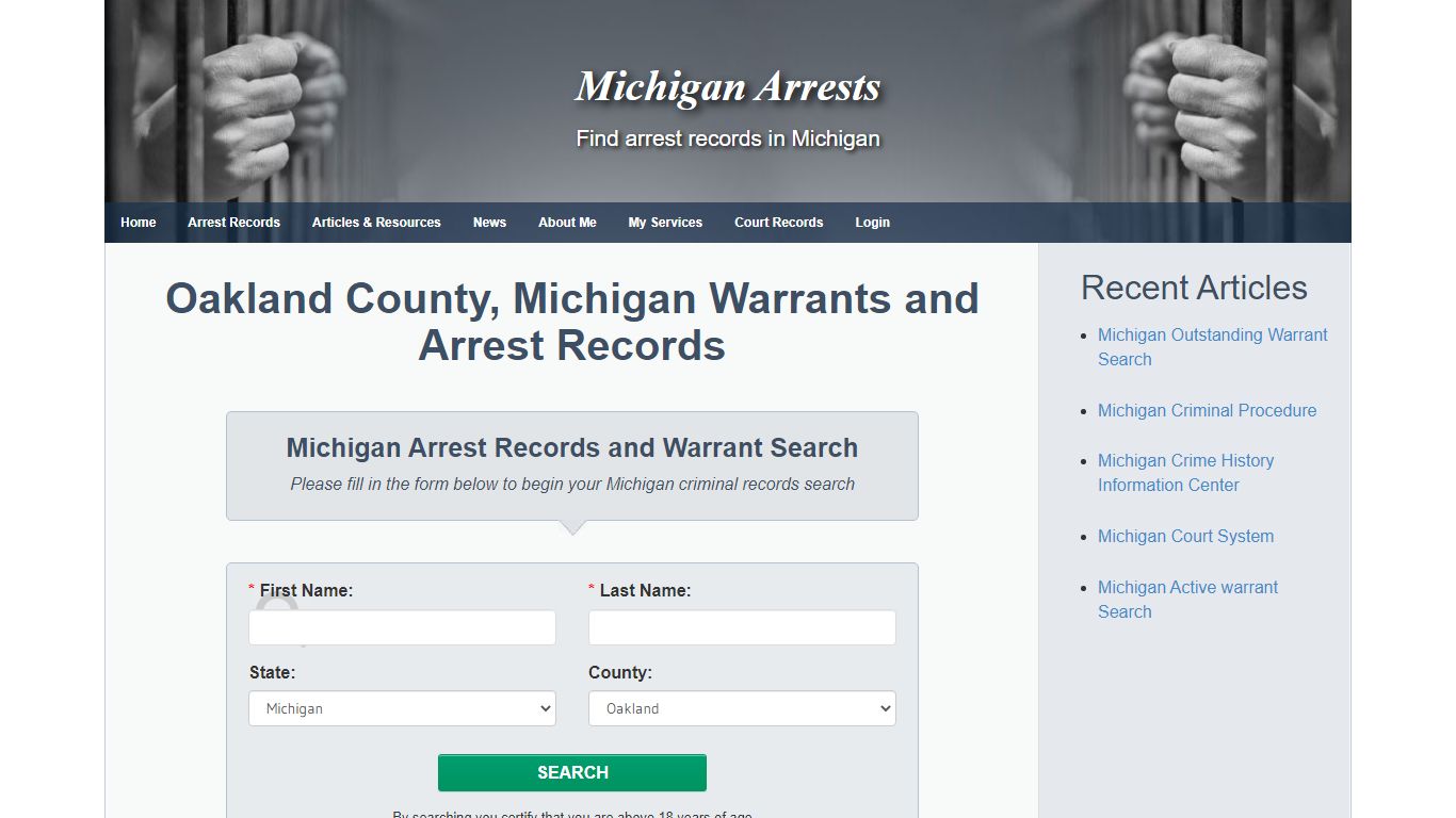 Oakland County, Michigan Warrants and Arrest Records